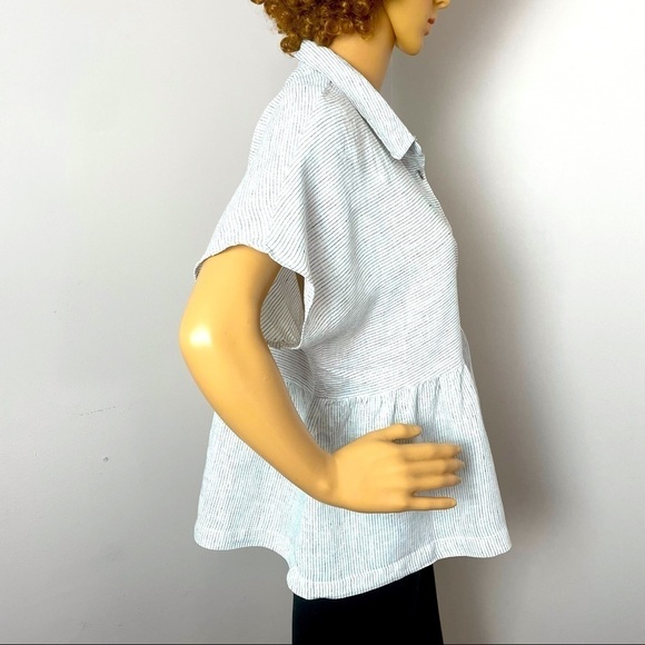 Catherine Malandrino 100% Linen Blouse – White & Black, Size M - Picture 4 of 11